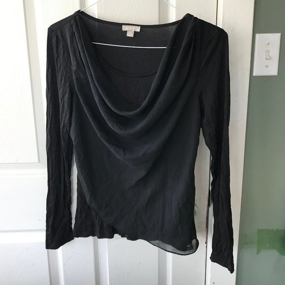 Black Illusion Scoop Neck Long Sleeve Shirt - Picture 1 of 3